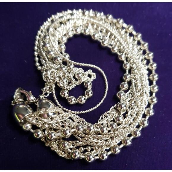 Paul Harris Vintage Silver Tone Necklace, 5 layer chain, 16" collar, with Tag - Picture 8 of 12